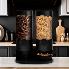 Cereal dispenser 6L - organizer (holder) 2 storage black container (corn flakes + muesli)