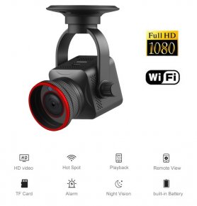 Шпионская мини-камера с углом обзора 150 ° + 6 ИК-светодиодов с FULL HD + WiFi (iOS / Android)