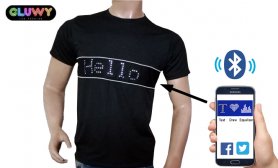 LED-es póló Smartphone keresztül programozható szöveggel– GLUWY