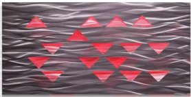 Arte astratta da parete in metallo - 3D (alluminio) - LED retroilluminato RGB 20 colori - Piramidi 50x100cm
