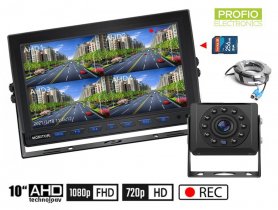 Парковочные камеры AHD с записью на SD-карту - 1x HD-камера с 11 ИК-светодиодами + 1x гибридный 10-дюймовый AHD-монитор