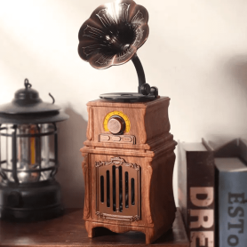 Drveni radio - retro vintage fonograf radio s Bluetoothom + FM/AM/AUX/USB diskom/Micro SD