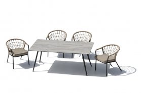 Tavolo e sedie da giardino - Mobili da giardino per sedersi, set da pranzo per 6 persone + tavolo