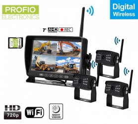 Parking camera with wireless monitor with recording to SD - 3x AHD wifi camera + 7" LCD DVR monitor
