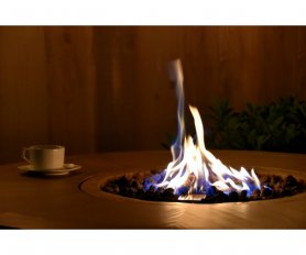 Kruhové plynové ohniště + barový stůl z litého betonu s luxusním designem dřevěný Sud