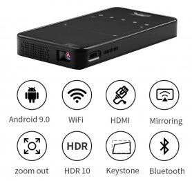 Mini proyector de bolsillo SMART WiFi con resolución 4K + LED + Android 9.0 hasta 120" de diagonal