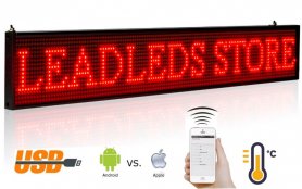 Tekstna ploča s LED zaslonom s podrškom za iOS i Android 66 cm x 9,6 cm - crvena