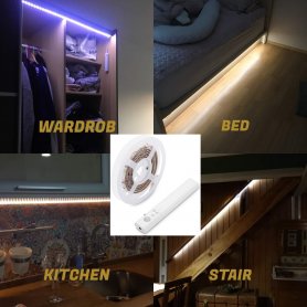 LED лента 1M за кухня, легло, стълбище със сензор за движение за батерии 4xAAA - PACK