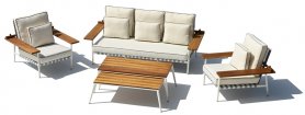 Sedie da giardino in legno - Set di divani di lusso per 5 persone + tavolino