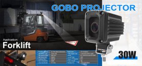 GOBO projektor för gaffeltruckar 10-80V med IP67 - 30W varningslogoprojicering upp till 10M