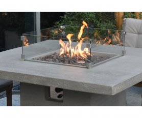 Szabadtéri étkezőasztal tűzrakóval - Luxus gázkandalló (téglalap alakú betonból)