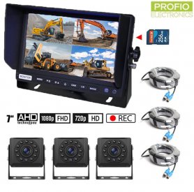 Комплект резервных камер с записью на SD-карту - 3 камеры AHD с 11 ИК-светодиодами + 1 гибридный 7-дюймовый монитор AHD