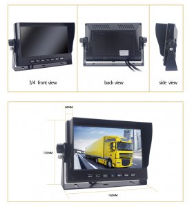 Kit för backning av AHD LCD HD bilmonitor 7 "+ 4x HD-kamera med 18 IR-lysdioder