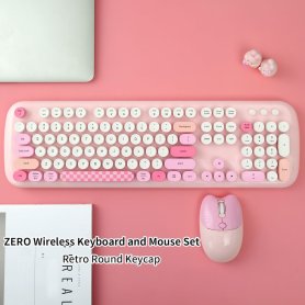 Bezdrôtový set klávesnica a myš WiFi - Elegantný dizajn v ružovej farbe