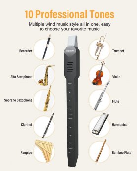 Instrumento de viento electrónico flauta + saxofón con altavoz (10 tonos) + BT + MIDI