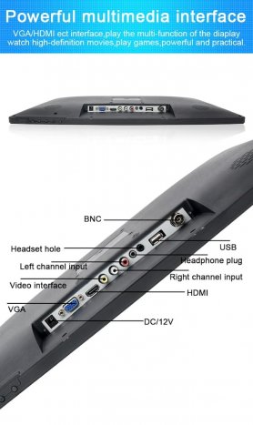 Monitor BNC LCD 21,5" cu 1920x1080px + intrare HDMI/VGA/AV/USB/BNC + difuzoare