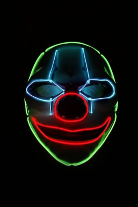 Uhyggelig klovnmaske med LED - Joker