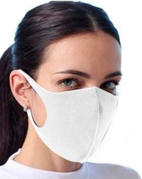Эластичная маска для лица Белая - NANO (97% полиэстер + 3% спандекс)