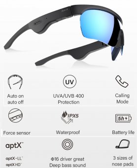 Солнцезащитные очки с динамиками bluetooth - Аудиоочки для спорта с поляризованной защитой UV400