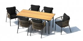 Salon de jardin - table à manger et chaises pour la terrasse ou le jardin - ensemble pour 6 personnes