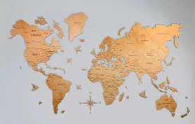 Παγκόσμιος ταξιδιωτικός χάρτης - ανοιχτόχρωμο ξύλο 300 cm x 175 cm