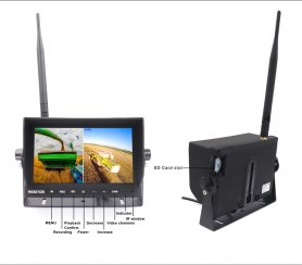 Kabelloses Kamerasystem für Gabelstapler (WLAN-Set) – LCD-Monitor mit Aufzeichnung + 720P-HD-Kamera + 9000-mAh-Akku