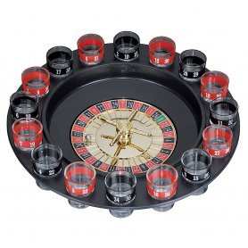 Trink-Roulette-Set – russisches Schnapsglas-Trinkspiel + 15 Glasbecher + 2 Metallkugeln