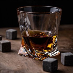 Set carafe pentru whisky (alcool) - 2 căni + 9 pietre de gheață și accesorii