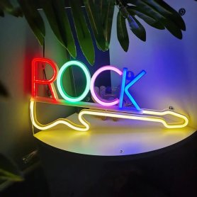 Rock Guitar - LED light neon logo advertising on the wall