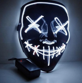 Maschera di Halloween LED lampeggiante - Purge (bianco)