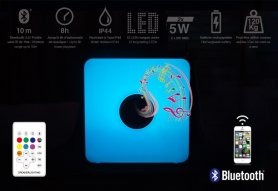 Altoparlante LED Bluetooth con 7 modalità colore - 10W + IP44 (30x30x30cm) - esterno/interno
