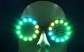 Ochelari Cyberpunk luminoși cu LED rotund, culoare RGB + telecomandă