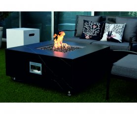 Keramisk bord i betong med gasspeis for terrasse eller hage (svart)