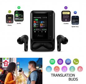 Øretelefonoversetter - hodetelefoner for oversettelse med 45 språk + WiFi/4G SIM + Chat GPT - IKKO ActiveBuds