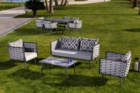 Sedute da giardino in metallo di lusso - Set di sedie da giardino per 7 persone + tavolo da conferenza