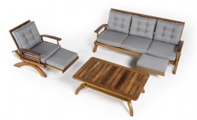 Gartenmöbel aus Holz – luxuriöse Holzsofas für 5 Personen + Couchtisch