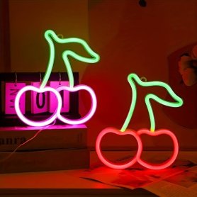 CHERRY - Reklám LED-es megvilágítású neonlogós fénytábla a falon