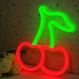 CHERRY - LED-beleuchtetes Neon-Logo-Werbeschild an der Wand