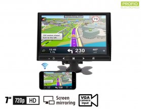 Mirror Link monitor 7 "WiFi LCD multifunktion för bil - VGA, HDMI och AV-ingång för 2 kameror