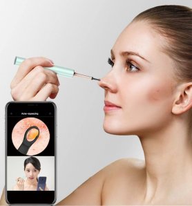 Øre + hud ansiktsrens (renere) med FULL HD-kamera + WiFi-app via smarttelefon (iOS/Android)