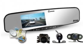 Backspegel kamera DOD RX400W med GPS + parkeringskamera