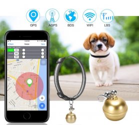 Vòng đeo cổ cho chó có chuông - thiết bị định vị gps mini cho chó / mèo / động vật có theo dõi Wifi và LBS - IP67