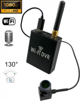 Ευρυγώνια κάμερα με οπή καρφίτσας FULL HD 130° γωνία + ήχος - Μονάδα Wifi DVR για ζωντανή παρακολούθηση