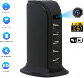 USB-банк питания, 5 портов, шпионская камера Wi-Fi FULL HD + 16 ГБ памяти