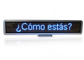 Hordozható LED panel lapos szöveggel 56 cm x 11 cm - kék