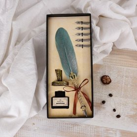 Quill pen set - Luxury ink pen with feather + 5 nibs - Exclusive gift set