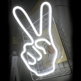 LED neonupplyst logotyp på väggen - PEACE