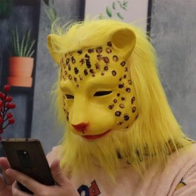 Leopardenmaske - Gesichts- und Kopfmaske aus Silikon für Kinder und Erwachsene