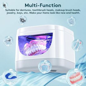 Denture Cleaner 45kHz Ultrasonic UV Protes sonic retainer cleaner 360° djuprengöring