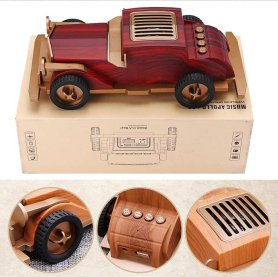 Coche retro - radio vintage de madera con Bluetooth + radio FM/AM/AUX/disco USB/Micro SD